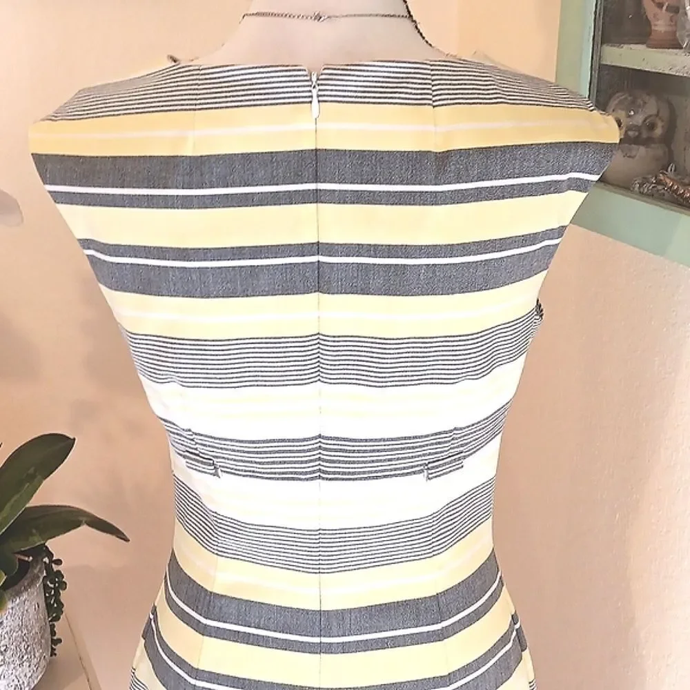 Calvin Klein Yellow and Black Striped Dress. Career. Normcore. Preppy.